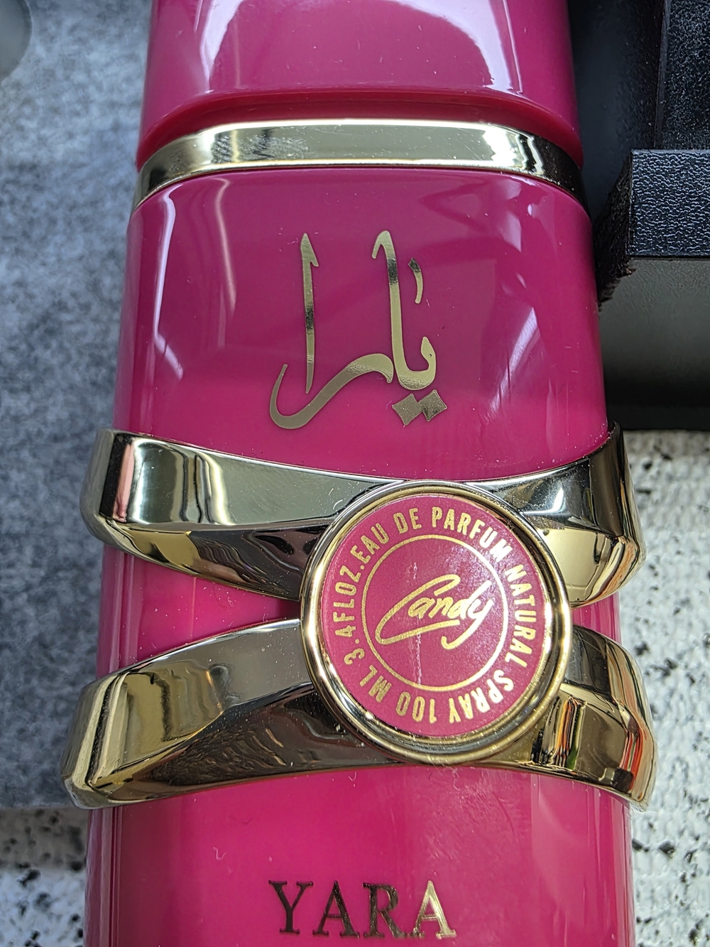 Yara by Lattafa Women’s Fragrance Bottle - Pink with Gold Accents - Picture 2 of 6